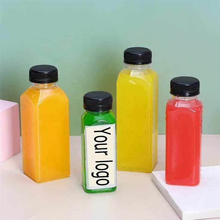 Clear Food Grade PET Square Beverage Bottle